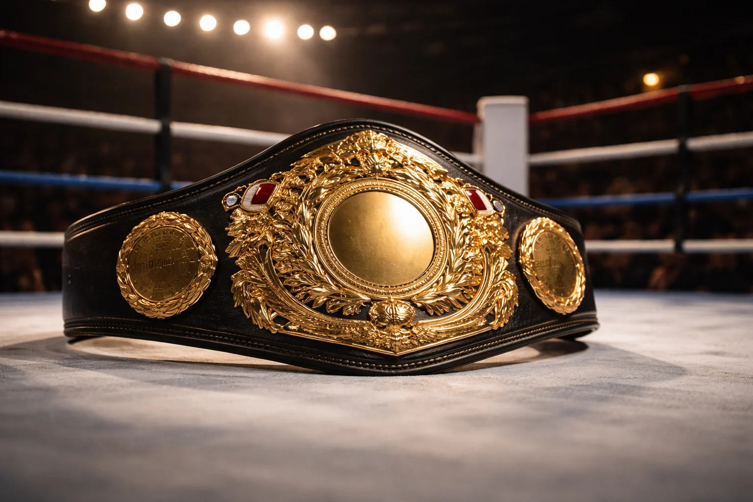 Compétitions de boxe ouvertes aux paris : ceinture de champion du monde posée sur le ring