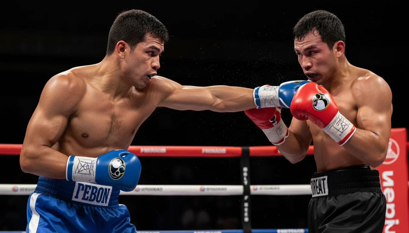 Pari méthode de victoire boxe : boxeur envoyant un coup de poing puissant sur le ring